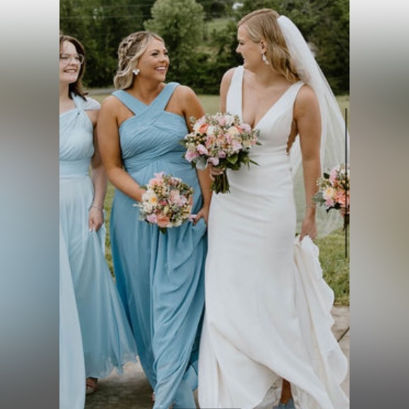 Azazie A-Line Pleated Chiffon Floor-Length Dress - Picture 1 of 7